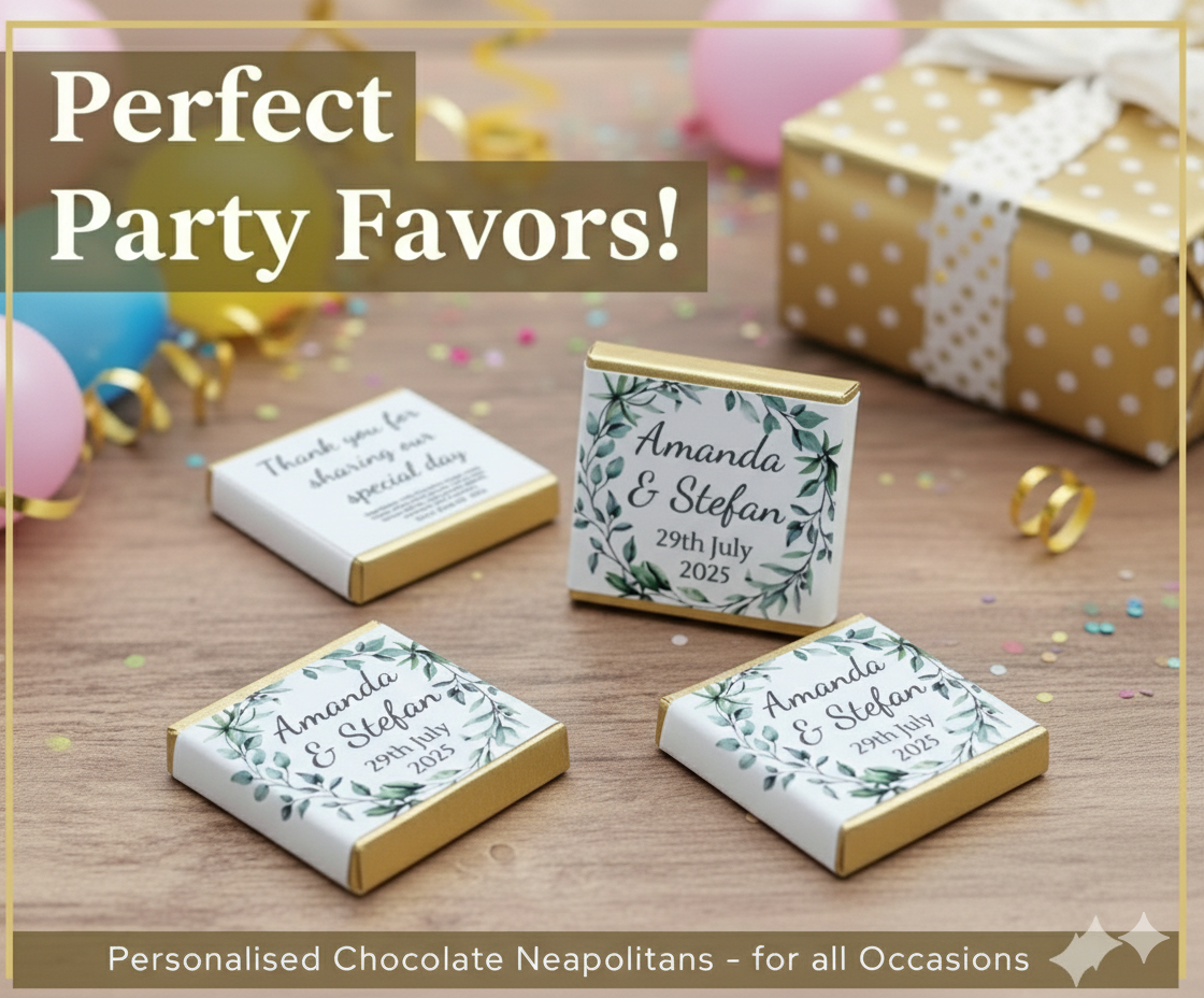 Personalised Chocolate Green Leaves Wreath Thank You Favours