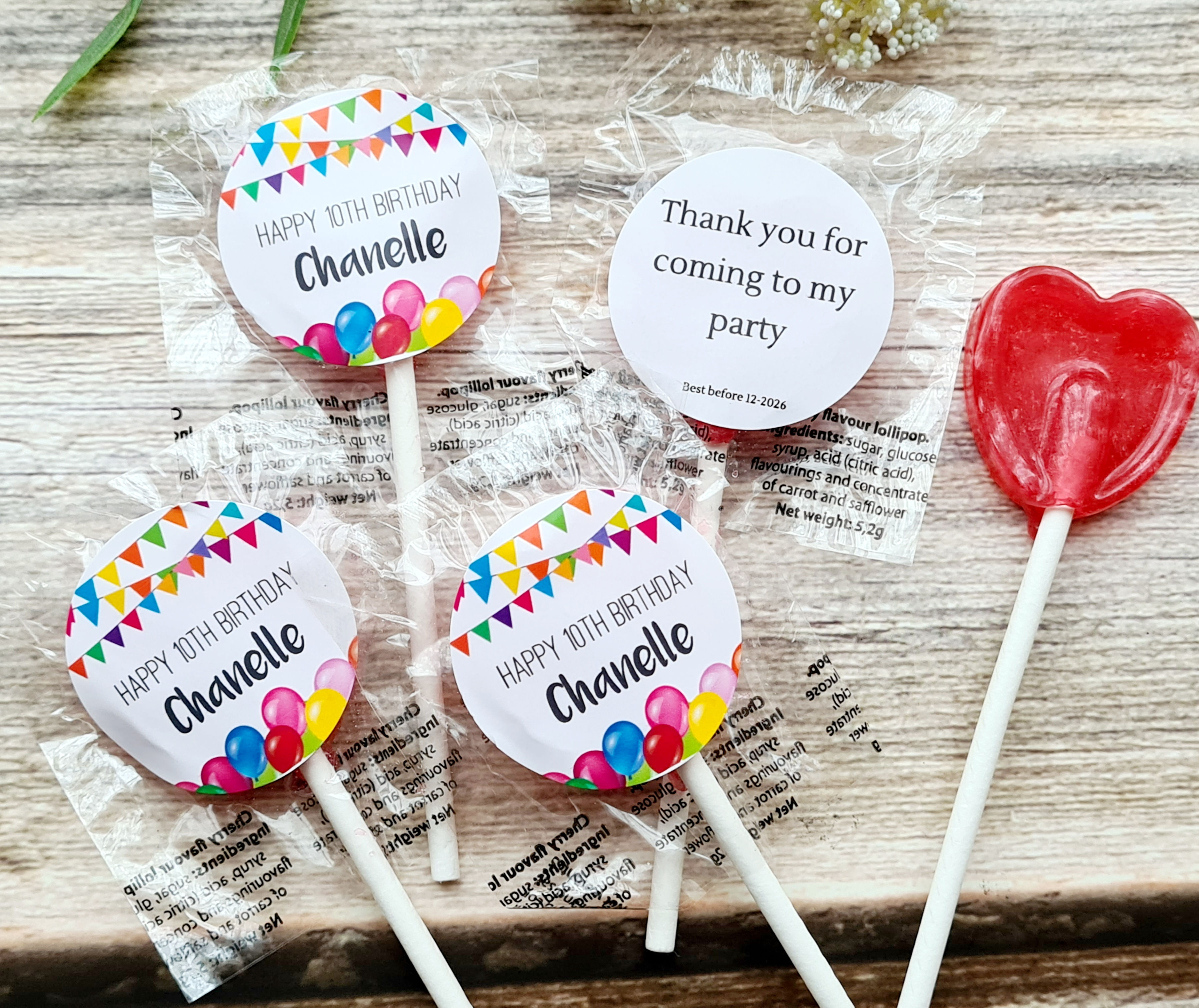 Colourful Balloons and Banners Personalised Lollipops