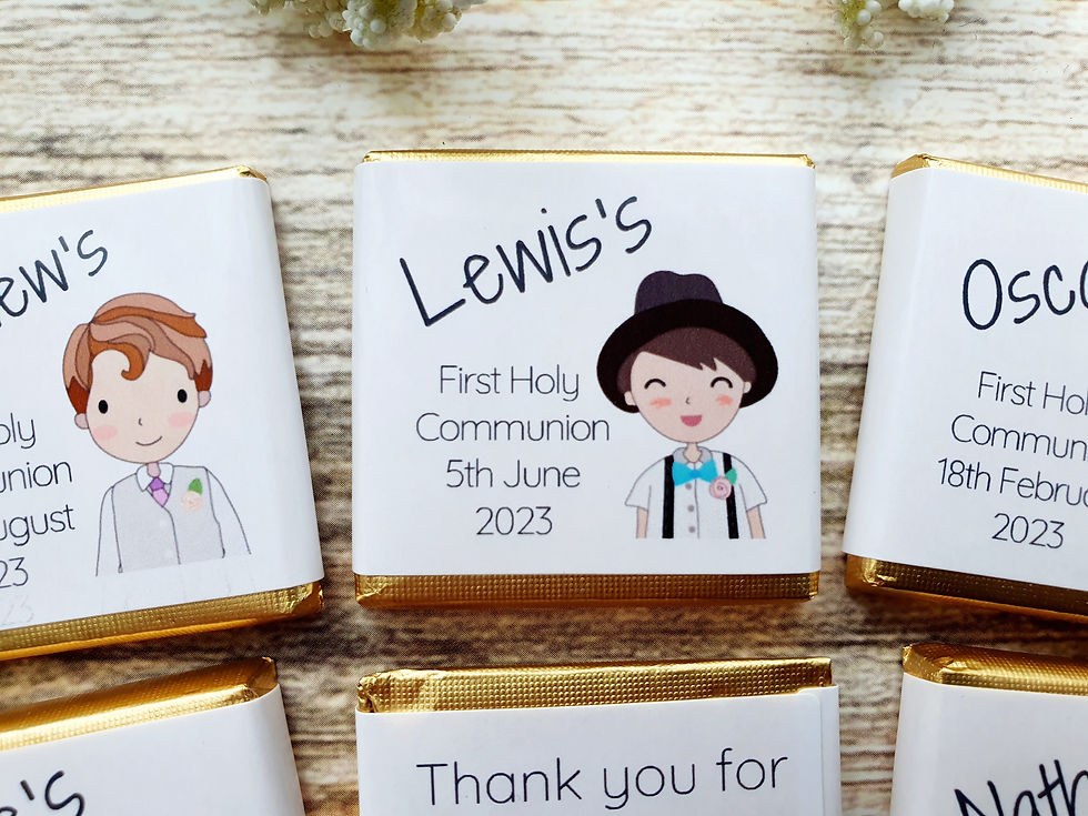 Thumbnail: Personalised Holy Communion Boys Thank You Chocolates