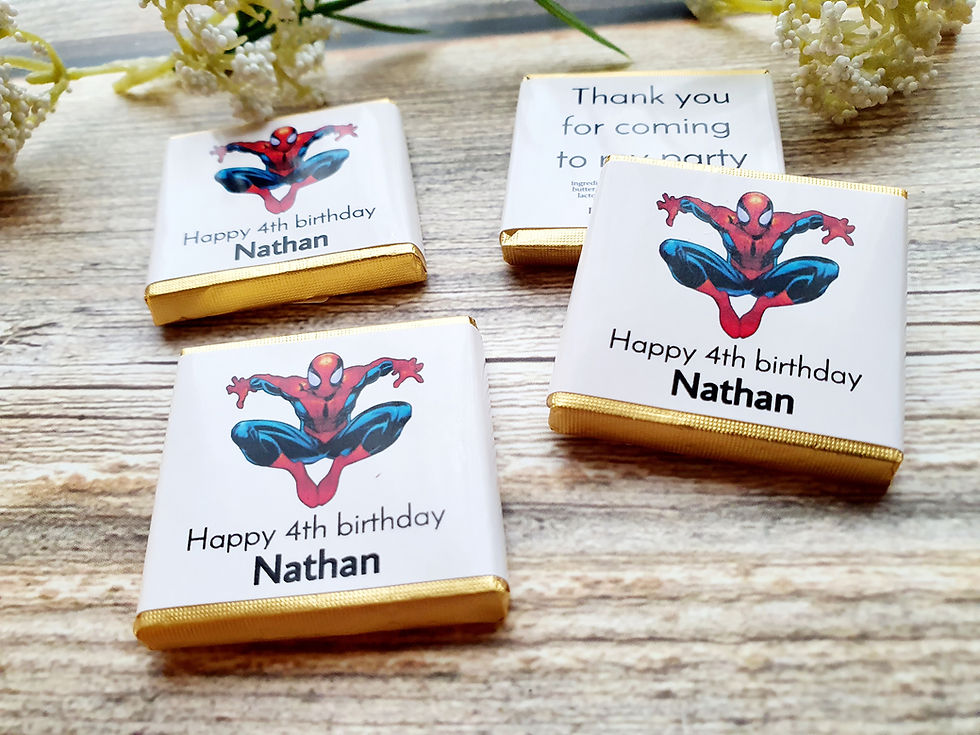 Thumbnail: Personalised Spiderman Birthday Thank You Favours