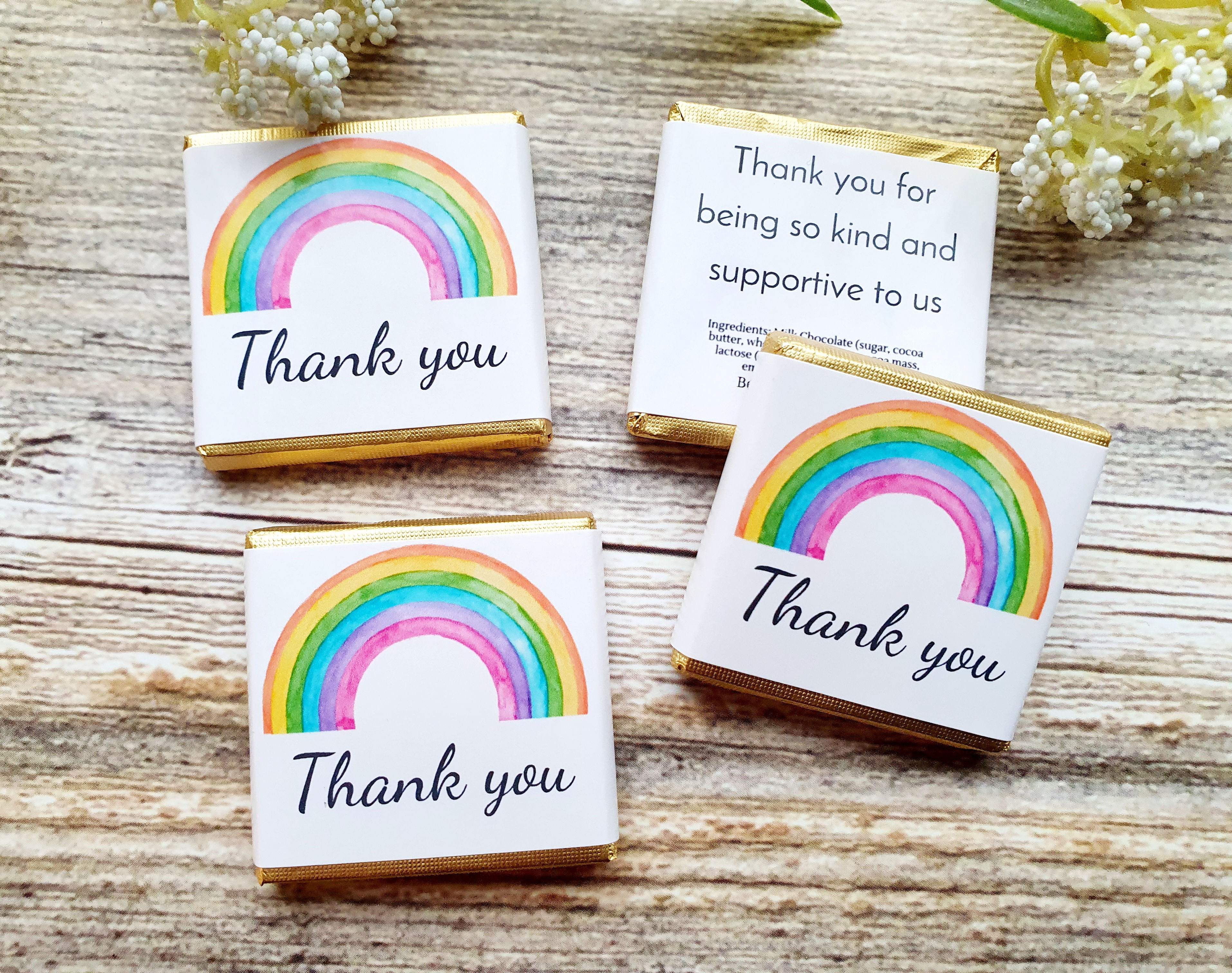 Personalised Chocolate Thank You Rainbow Favours