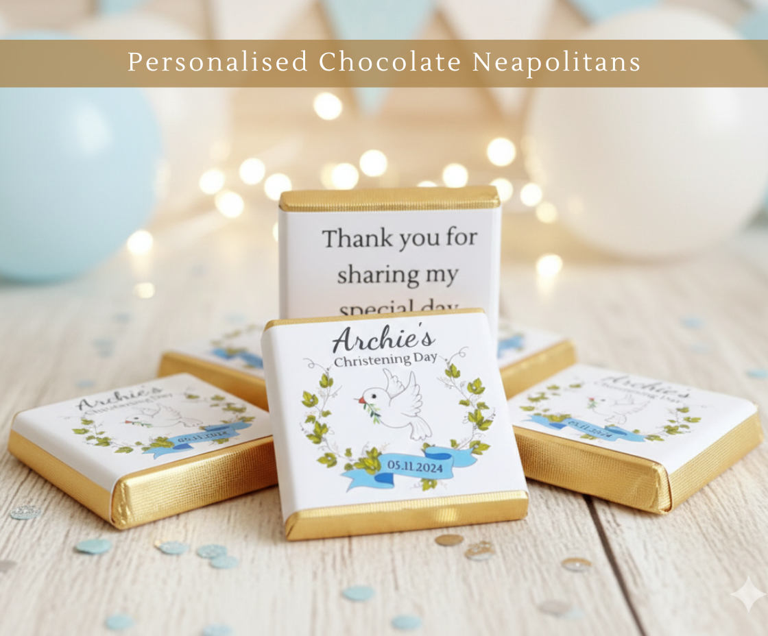 Personalised Blue Dove Christening or Baptism Chocolate