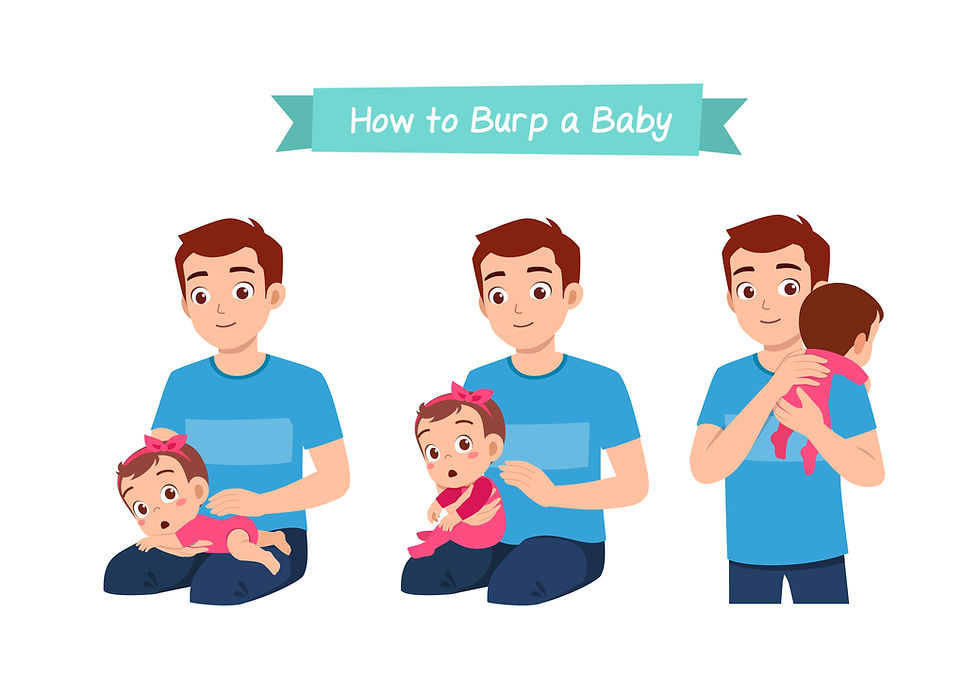 Man demonstrates how to burp a newborn three different ways