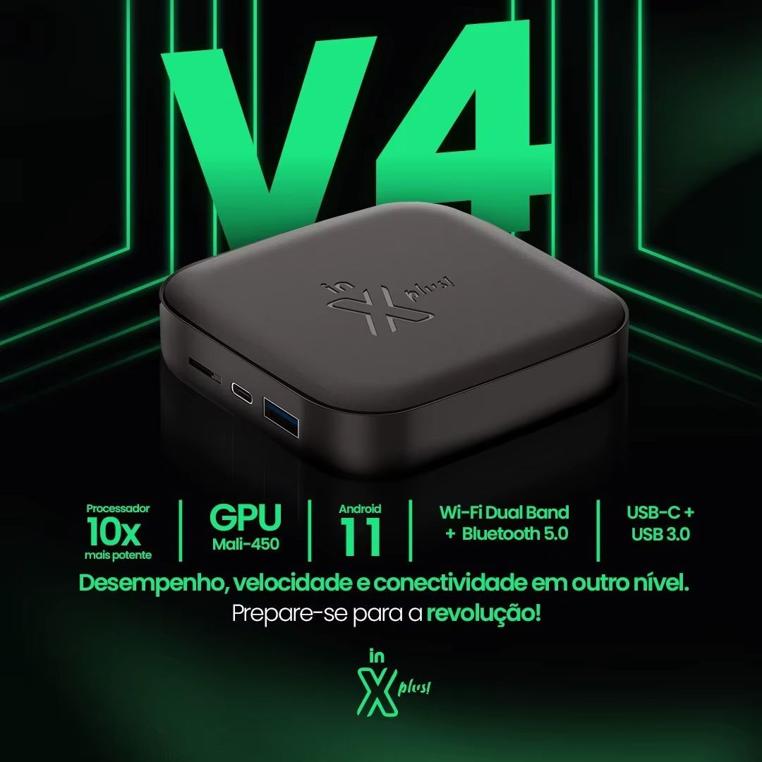Receptor Smart TV Box X Plus V4 – Android, 4GB RAM, 32GB e Wi-Fi Integrado