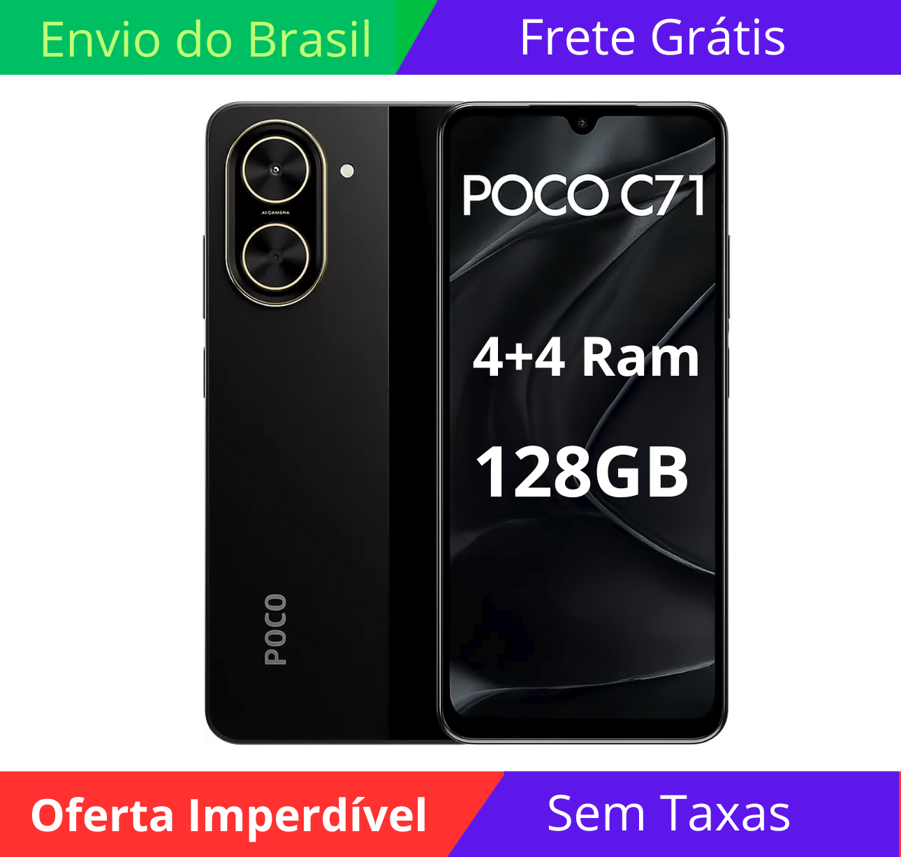 Xiaomi POCO C71 128GB Dual SIM 4GB 6.88 RAM 32MP 8MP-Black (Global)