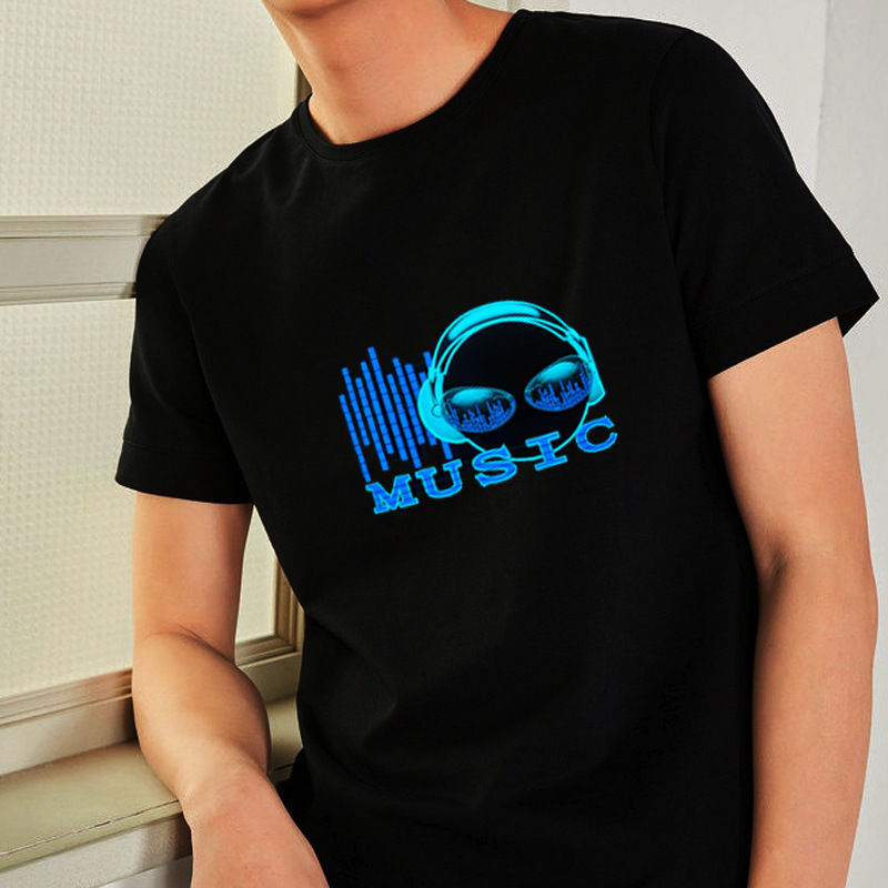 Luminous T-shirt men and women with cross-border Amazon disco net red bar nightc