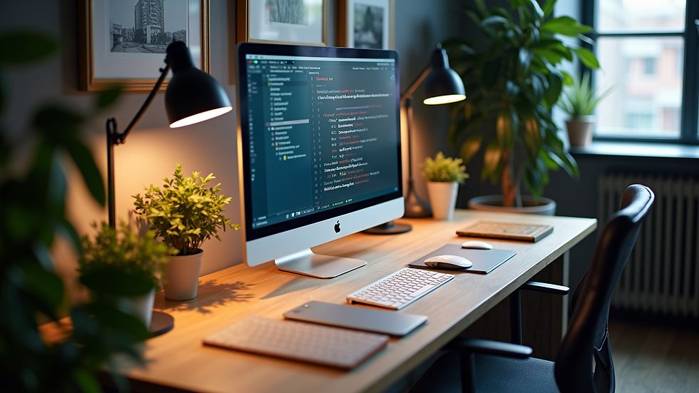 High angle view of a modern tech workspace fostering creativity