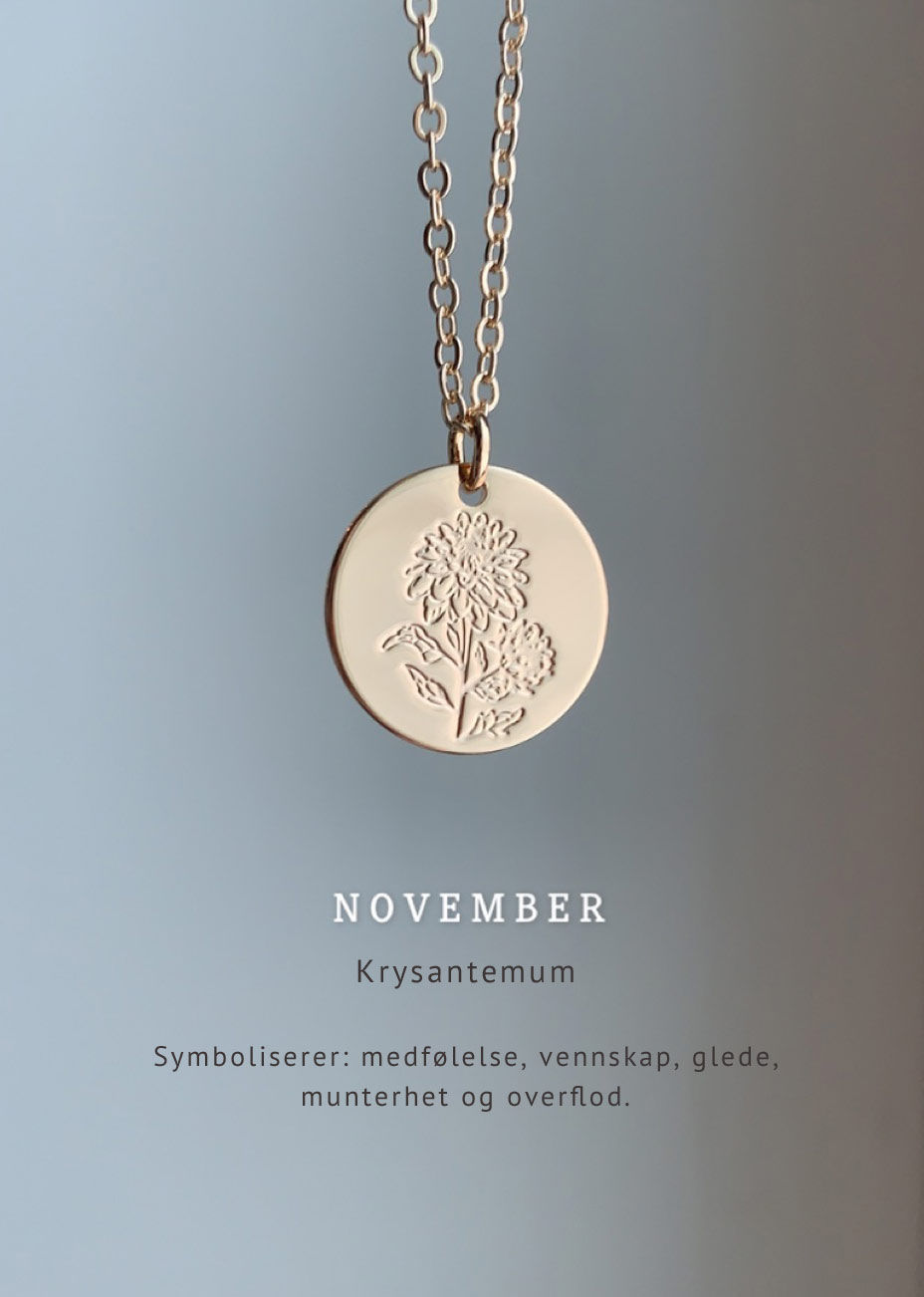Miniatyrbilde: Fødselsblomst smykke | Blomstersmykke | Symbol |   Blomstermåned | Halskjede