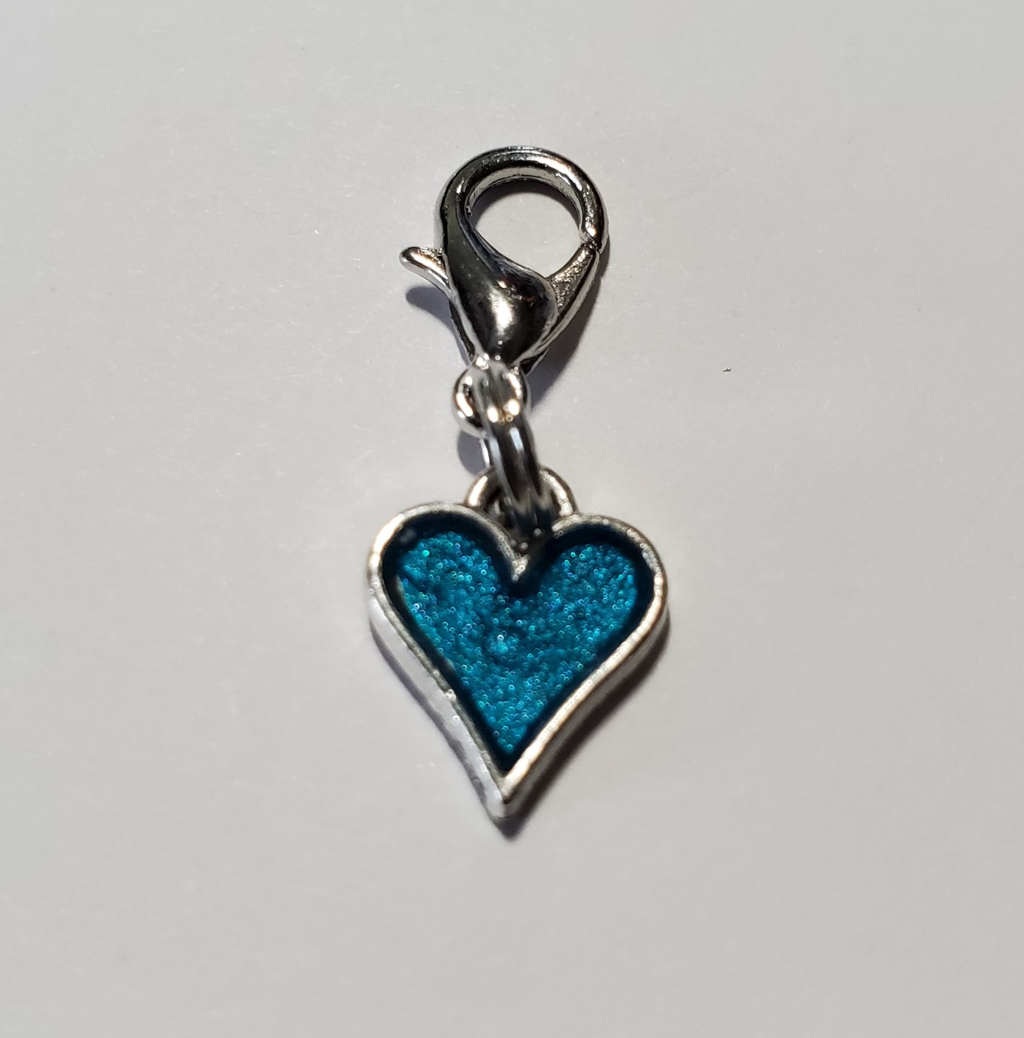 Small Metallic Blue Topaz Heart Charm