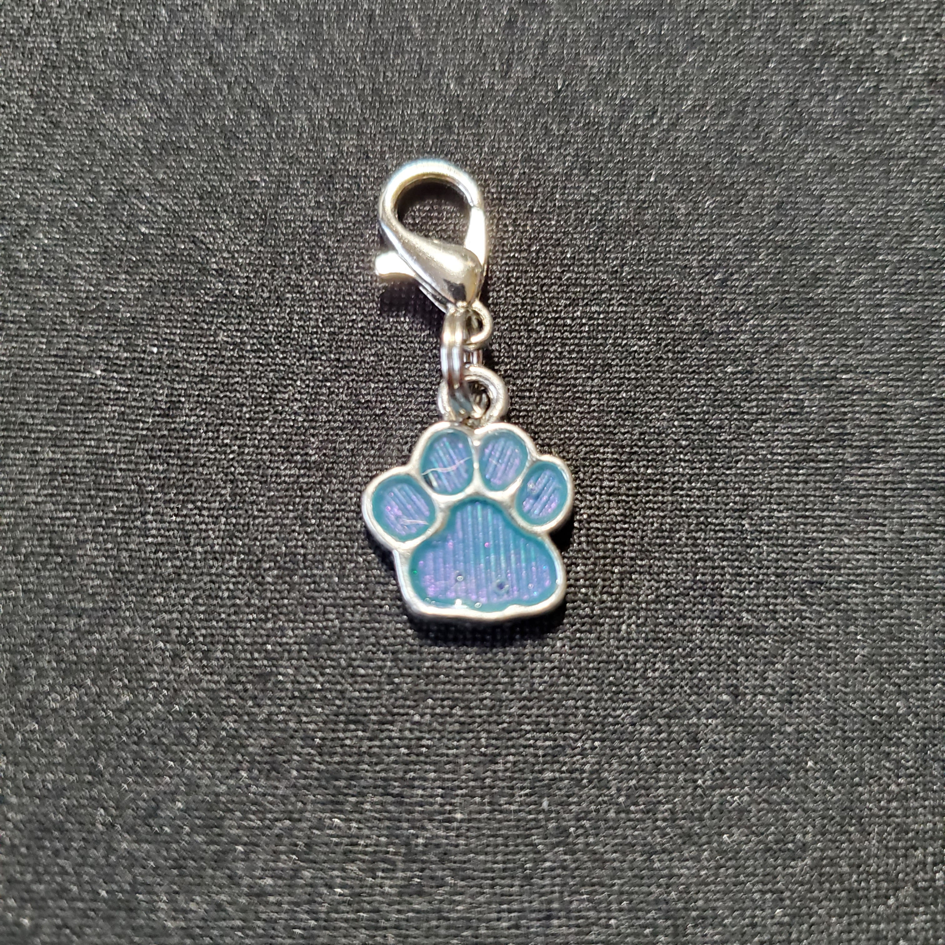 Blue Flash Paw Print Charm