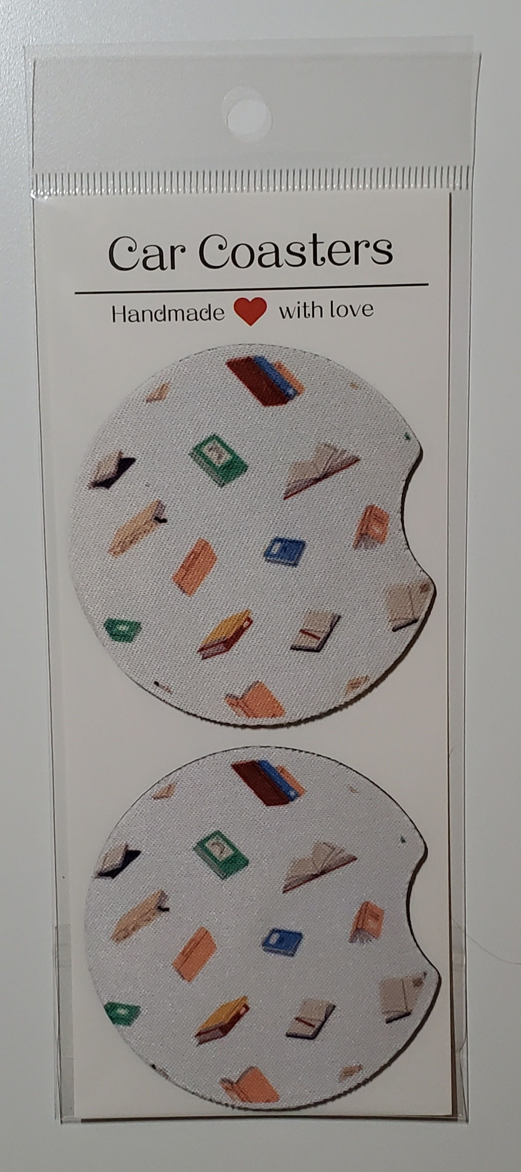 All Over Book Design - A Set of Neoprene Car Coasters