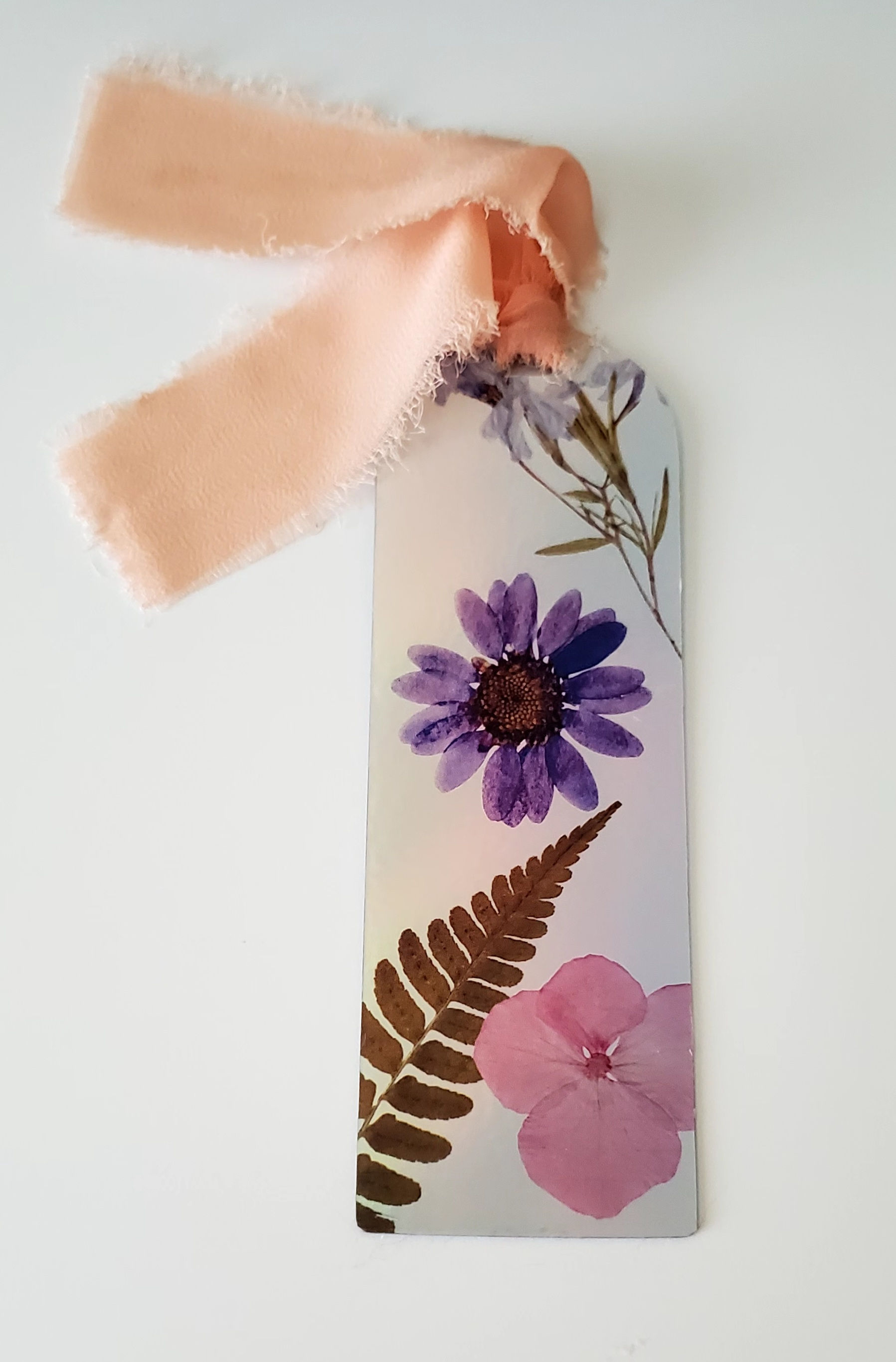 Iridescent Bookmark - Pressed Flowers