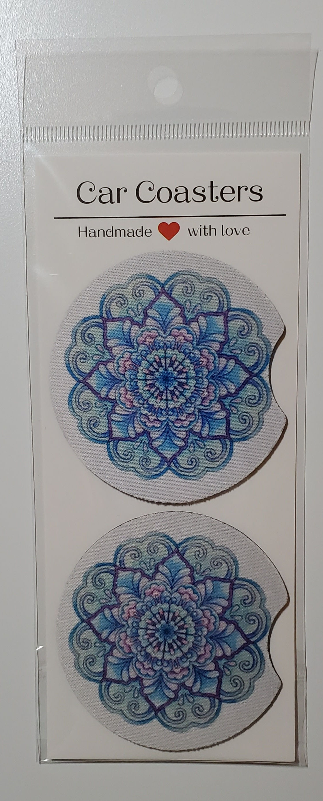 Blue Mandala - A Set of Neoprene Car Coasters
