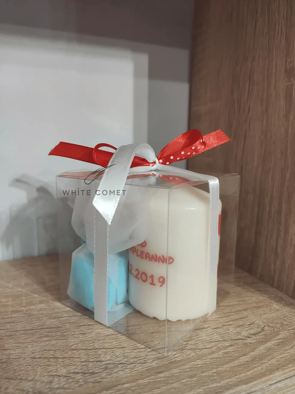 Miniatura: Candela stampata con sagoma topolino, personalizzato con nome e data, confezione in PVC rigido