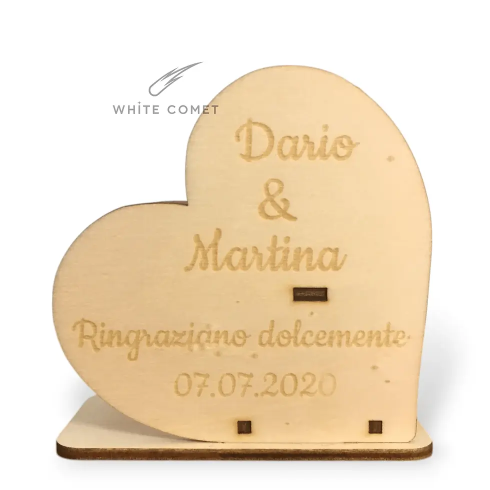 Miniatura: Bomboniera cuore in legno e vetro, profumatore per ambiente per Matrimonio, con stecche bamboo, incisione laser, chabby chic