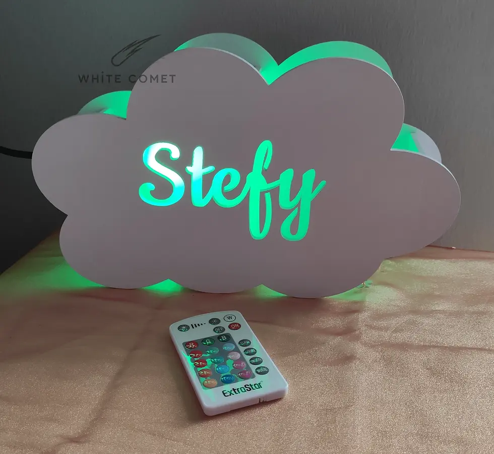 Miniatura: Lampada led RGB con lampadina e14 inclusa, taglio laser, sagoma nuvola