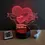 Miniatura: Lampada in plexiglass con base in plastica ABS, illuminata RGB, con disegno cuore e rosa