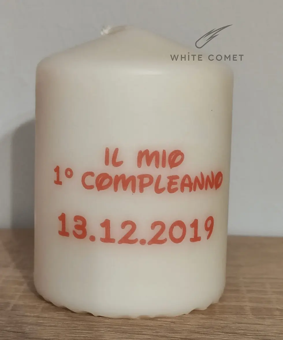 Miniatura: Candela stampata con sagoma topolino, personalizzato con nome e data