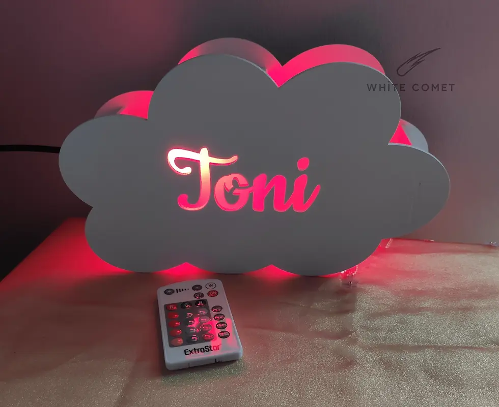 Miniatura: Lampada led RGB con lampadina e14 inclusa, taglio laser, sagoma nuvola