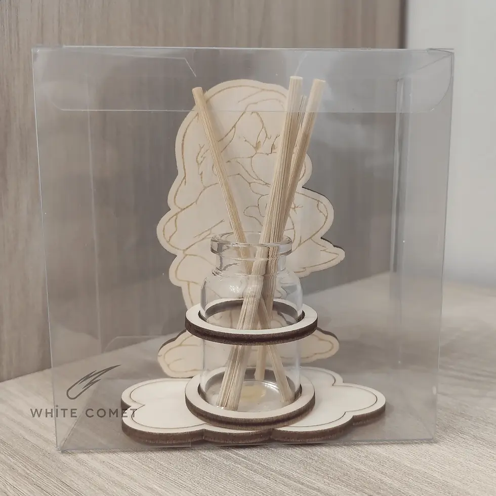 Miniatura: profumatore bomboniera in legno con boccetta in vetro, profumatore per ambienti, Brontolo, incisione nome e data, battesimo