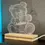 Miniatura: Lampada in plexiglass con base in legno, illuminata RGB, con disegno orsetto