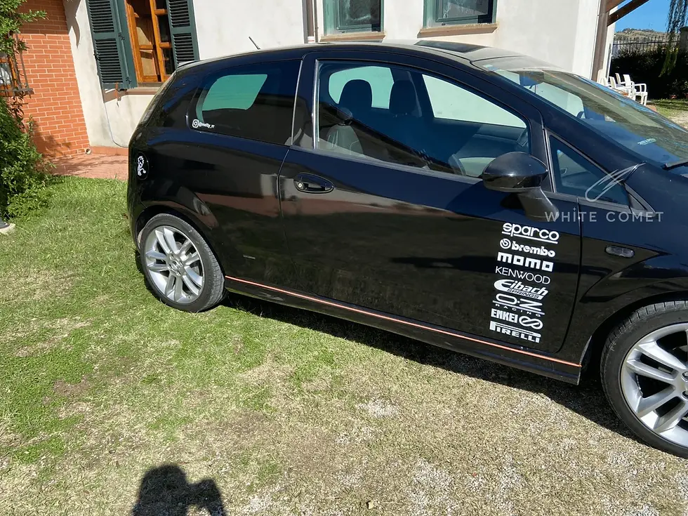 Miniatura: Adesivo prespaziato PVC con loghi su portiera, bianco lucido in PVC