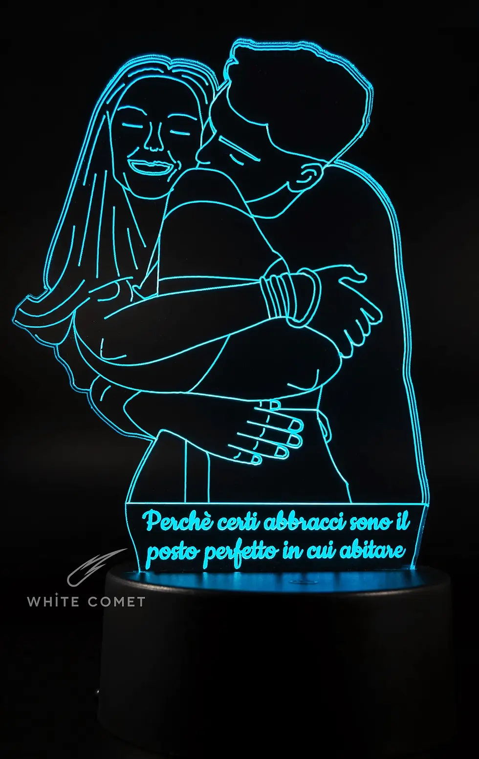 Lampada in plexiglass con base in plastica ABS, illuminata RGB, disegnato con una coppia