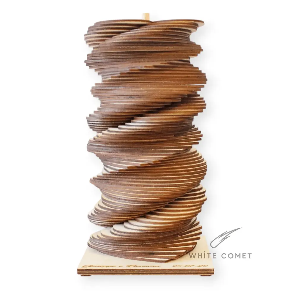 Miniatura: Guestbook Libro degli Ospiti in legno, con cuori impilati su un bastone, personalizzato laser con nomi sposi e data