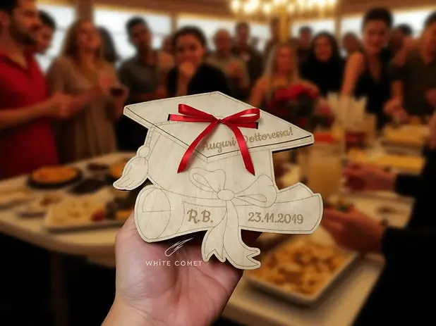 Busta Porta Soldi in legno, per Laurea, per inserire Banconote