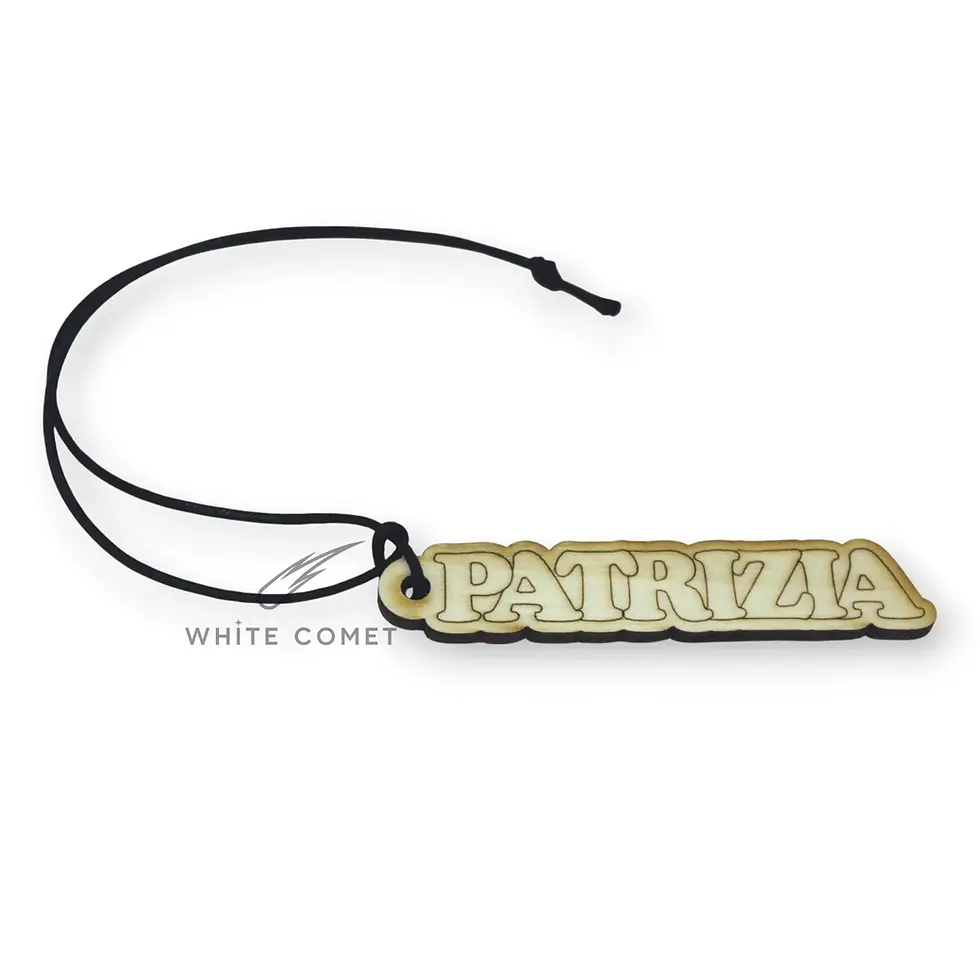 Miniatura: Ciondolo con nome in legno personalizzato, cordino spago nero