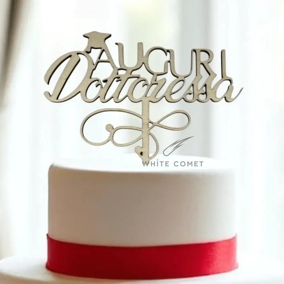 Miniatura: Cake topper in legno per Laurea, auguri dottoressa