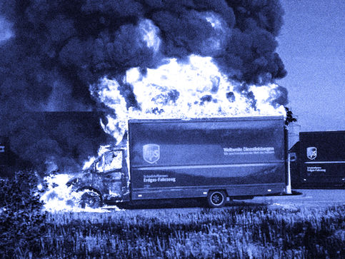 UPS truck on fire