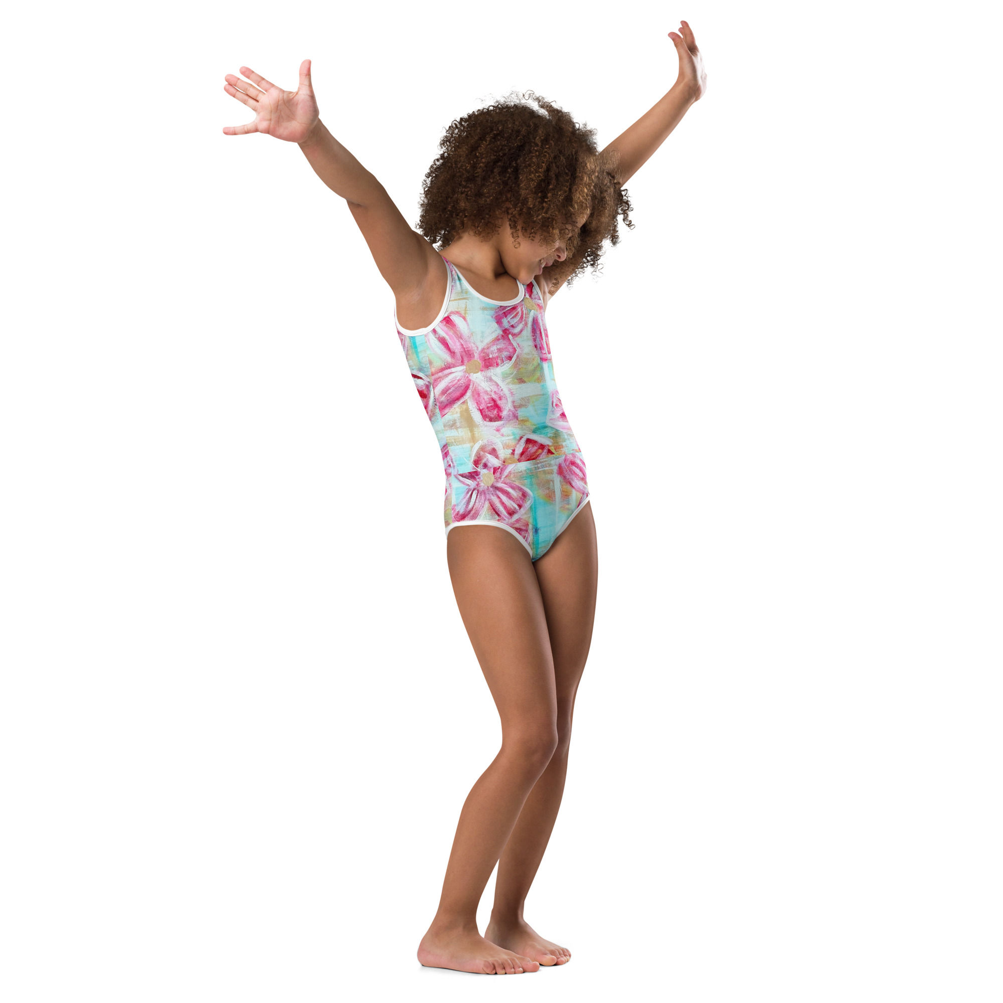 Floral Plaid Paradise Kids Swimsuit