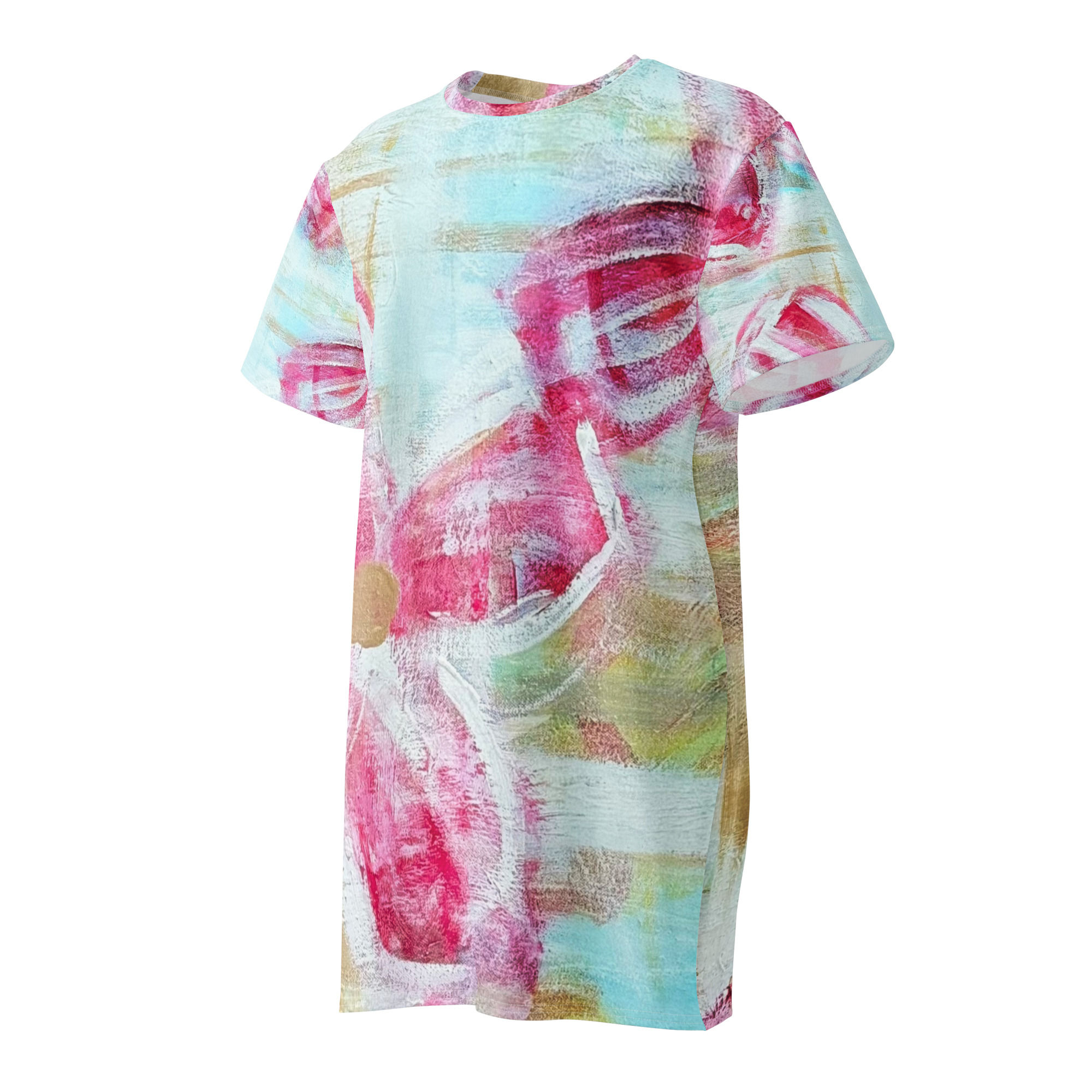 Floral Plaid Paradise Cotton t-shirt dress