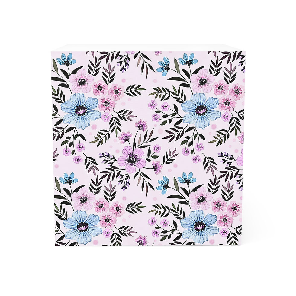 Thumbnail: Floral Note Cube — Blue & Pink Watercolor Sticky Note Block