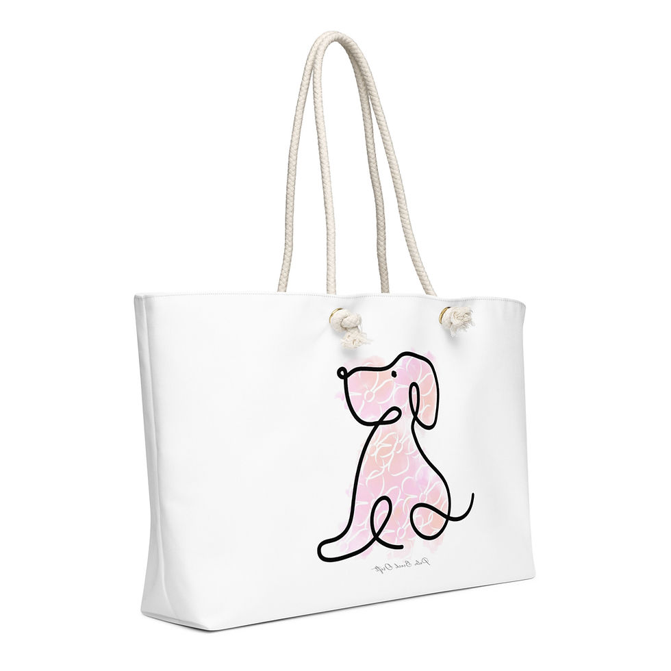 Thumbnail: Preppy Pink Floral Puppy Oversized weekender bag