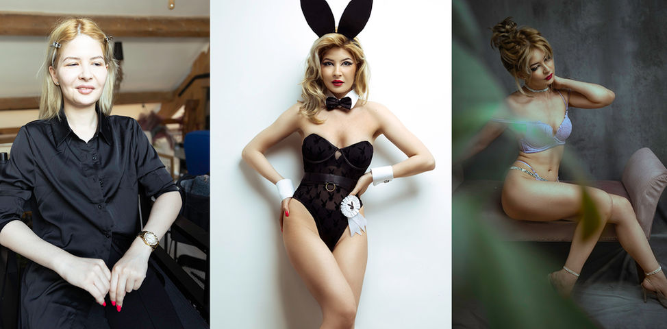 Before and after images of women boudoir photoshoot at Vilija Skubute photography