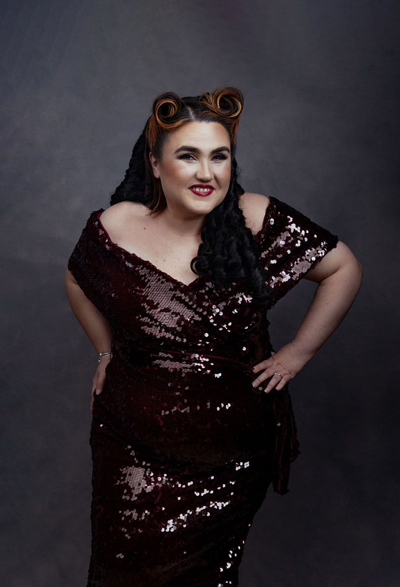 women portrait in sparkling bored colour Dres/ vilija skubute photography, Manchester