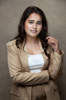 Women headshot beige colour costume