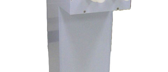 Inline, Teflon heater with high-purity flow path for heating corrosive chemicals and high purity DI water.