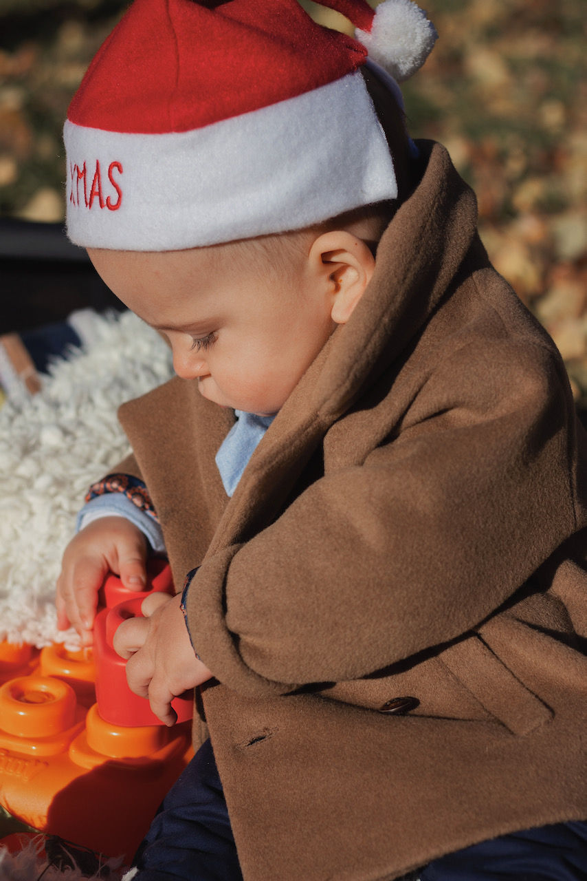 Vuna/kašmir kaputić na duplo kopčanje za bebe dečake