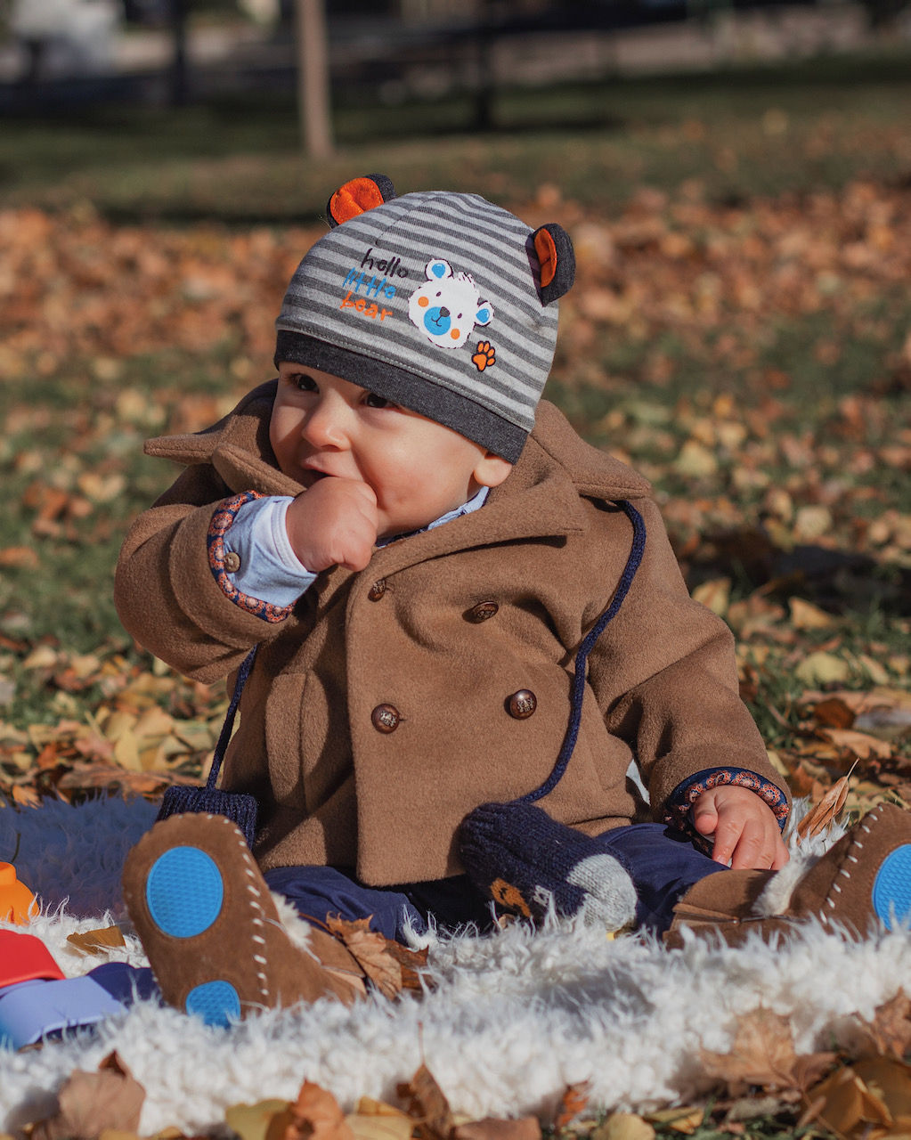 Vuna/kašmir kaputić na duplo kopčanje za bebe dečake