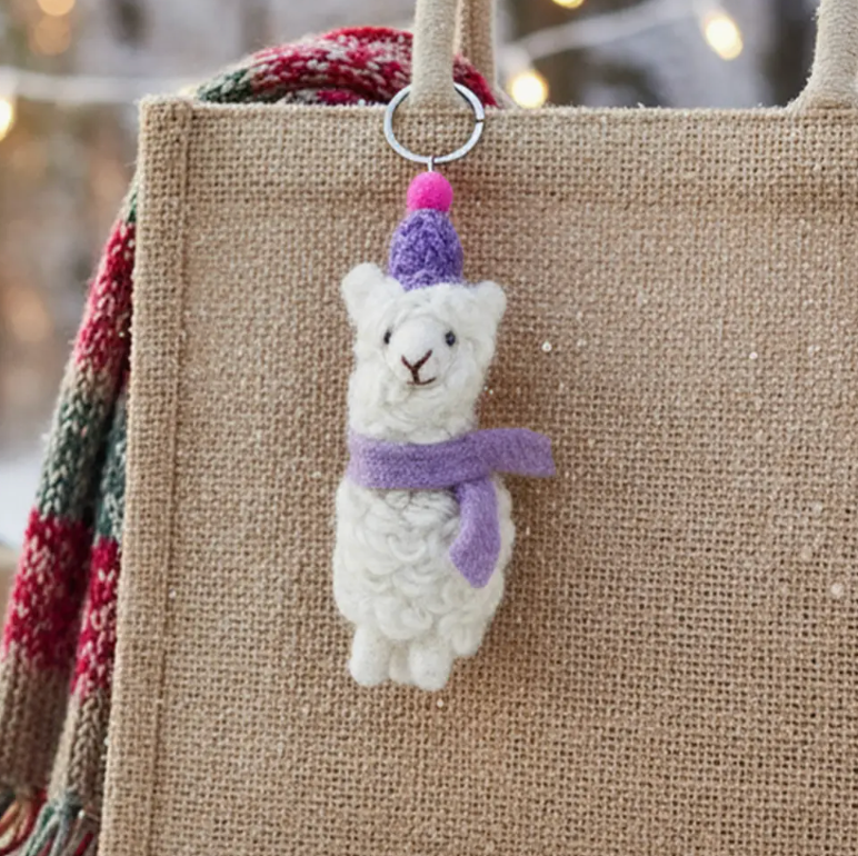 Thumbnail: Wool Felted Fabio the Party Llama Key Chain Ornament