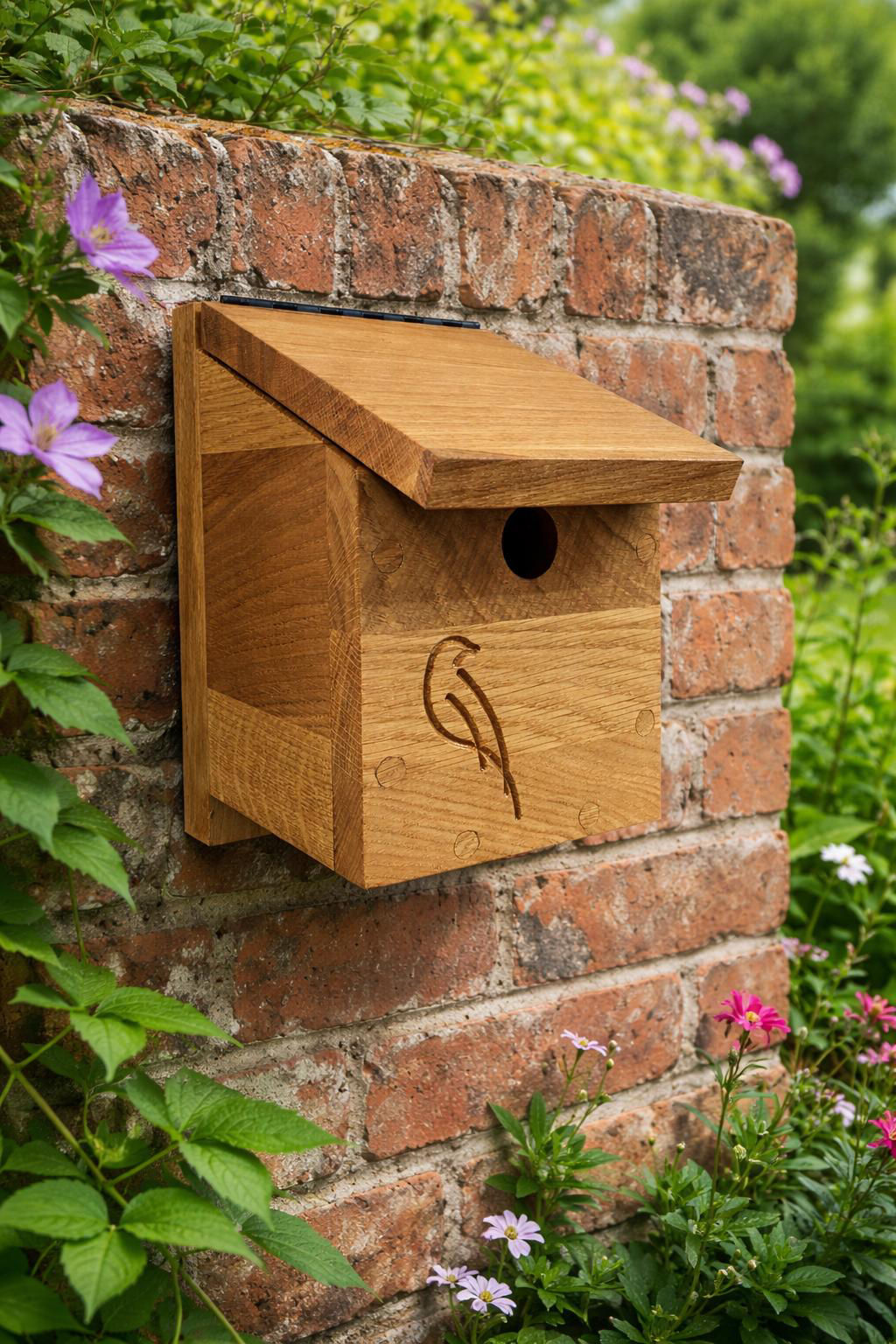 Solid oak bird box 