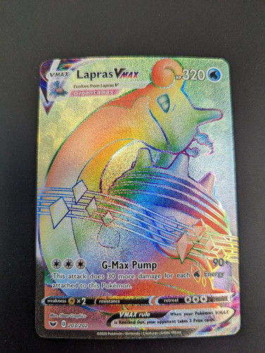 lapras vmax pokemon card 050/202 Sword & Shield Ultra Rare Holo Near M Colorless Retreat Cost Pokemon  Lapras VMAX (Rainbow