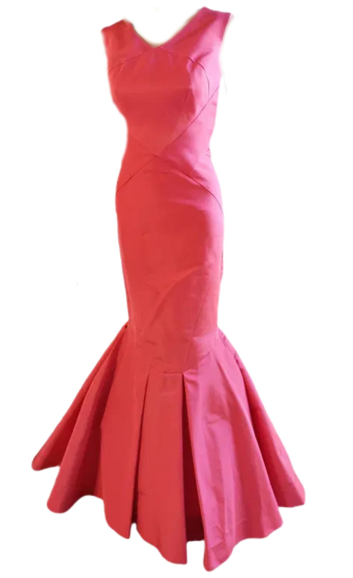 US 2 $5,000 NEW ZAC POSEN BEAUTIFUL PINK SILK RUNWAY GOWN