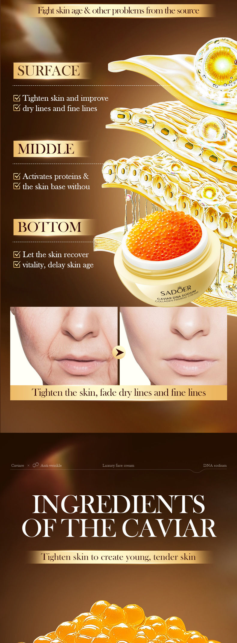 Thumbnail: Anti-Wrinkle Face Cream Collagen Pearl Firming Lift Fade Fine Lines Caviar Moist