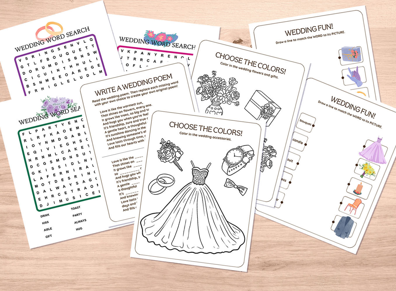Kid's Wedding Activity Sheets PDFs