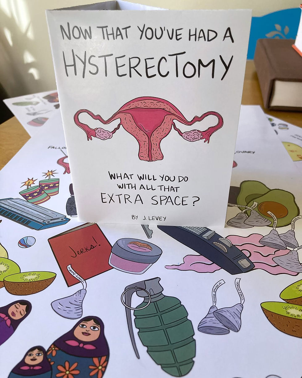 cute zine on a colorful poster, funny hysterectomy gift