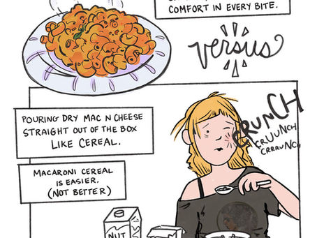 colorful comic, three panels, black line work, about AI art